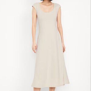 Old Navy Fit & Flare Midi Dress Cream XS